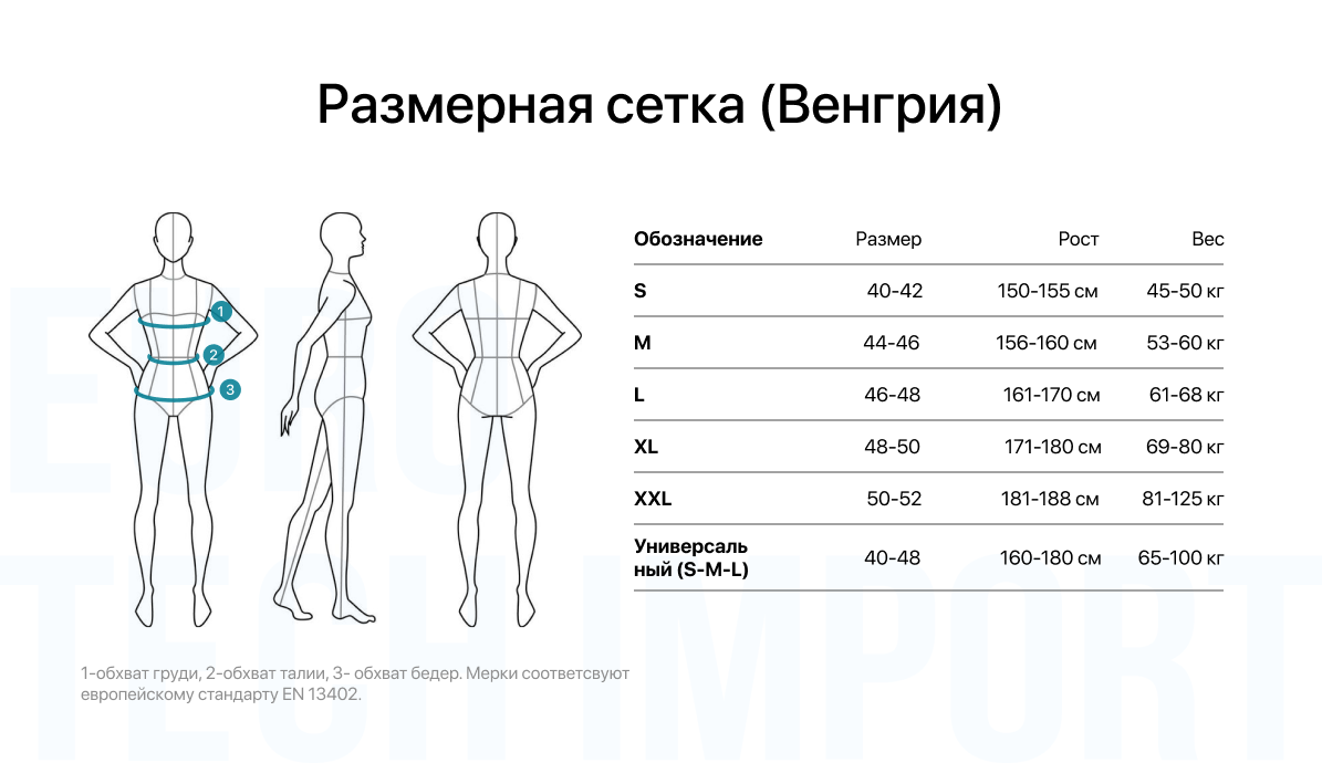 таблица размеров одежды